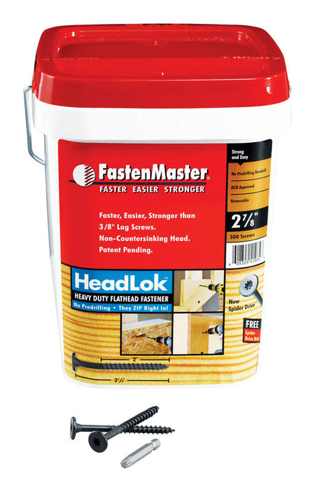 FastenMaster HeadLok Spider Drive Heavy Duty Coarse Wood Screws 2-7/8 inch 500 pack tub