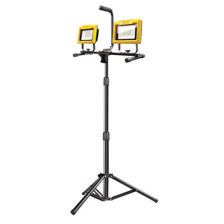 Feit Electric WORK6000XLTPPLUG Dual Head LED Tripod Worklight shown fully assembled.