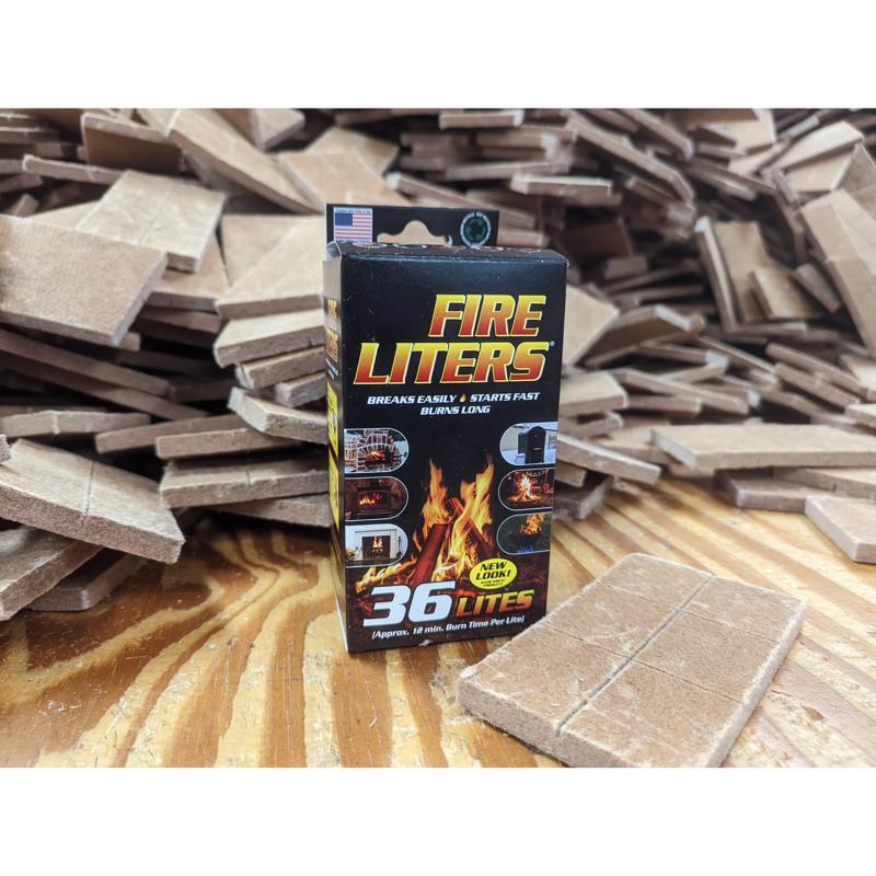 Fire Liters Wood Fiber Fire Starter 36-Pack 10836 scattered behind the box