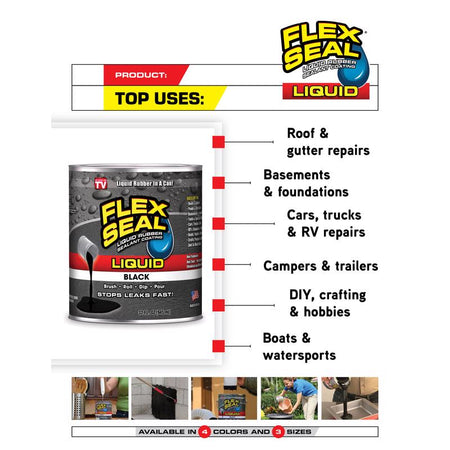 FLEX SEAL Liquid Rubber Sealant Coating Product Uses Infographic