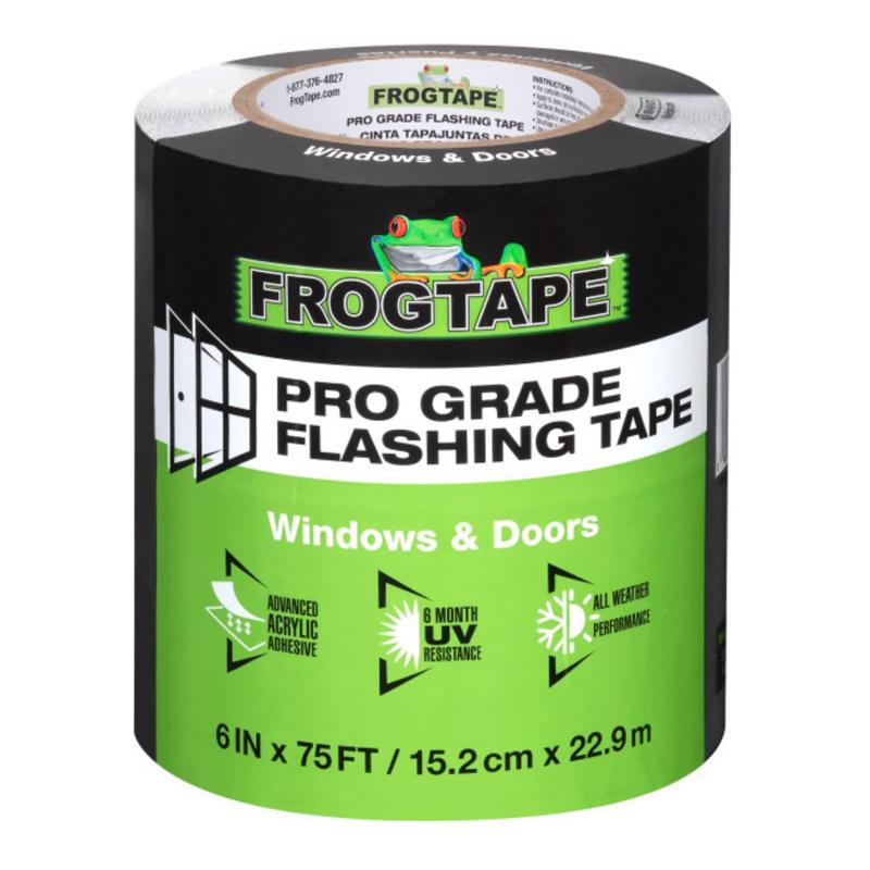 Roll of 6 inch FrogTape Pro Grade Flashing Tape on a white background