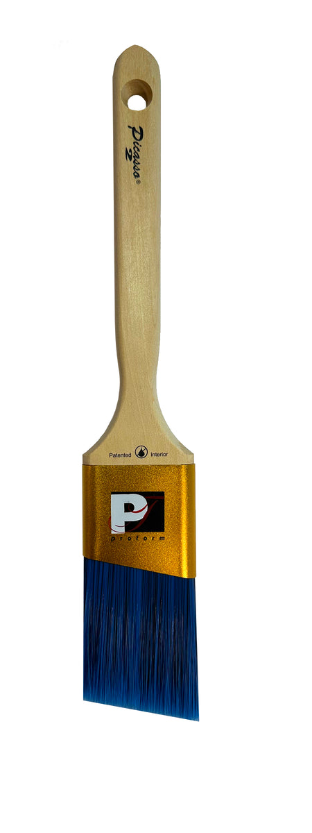 Proform Generation 2 Picasso Contractor Angled 2-Inch paint brush with blue bristles and a wooden handle on a white background