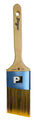 Proform Generation 2 Picasso Angled 2.5 Inch paint brush with wooden handle and blue ferrule featuring a logo, on a white background.