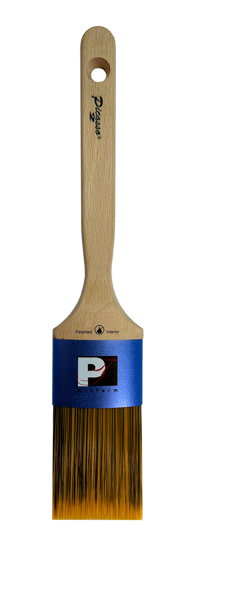 Proform Generation 2 Picasso 2-Inch paint brush with wooden handle and blue ferrule on a white background