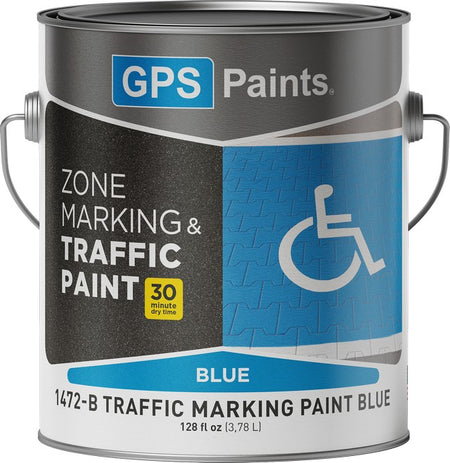 Can of GPS Paints Zone Marking & Traffic Paint with a wheelchair symbol on a white background