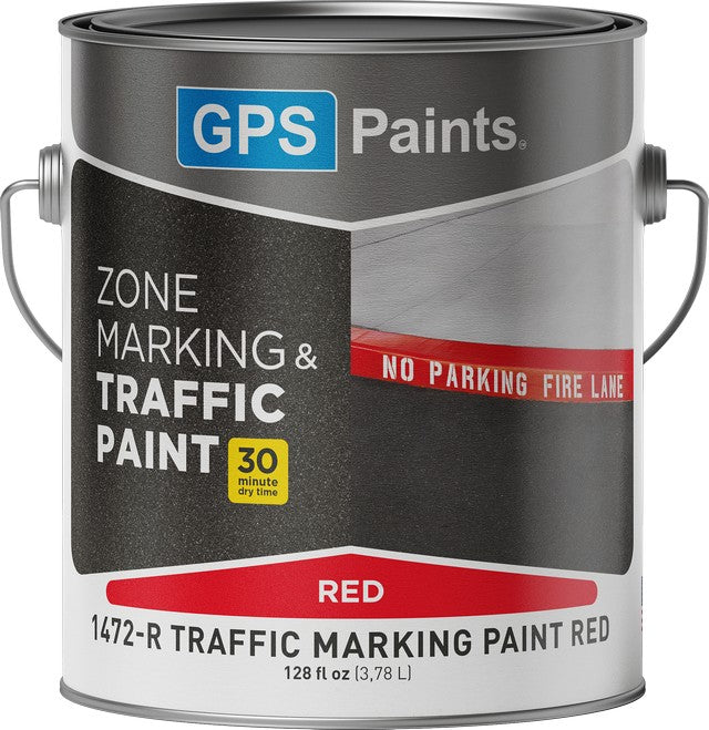 Can of GPS Paints Zone Marking & Traffic Paint with red label