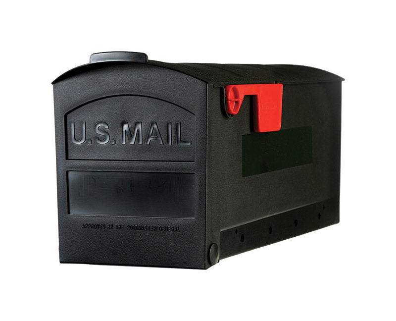 Gibraltar Mailboxes Patriot Classic Plastic Post Mount Black Mailbox GMB505BAM