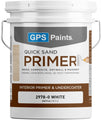 White 5 gallon paint bucket labeled 'GPS Paints Quick Sand Primer' on a white background