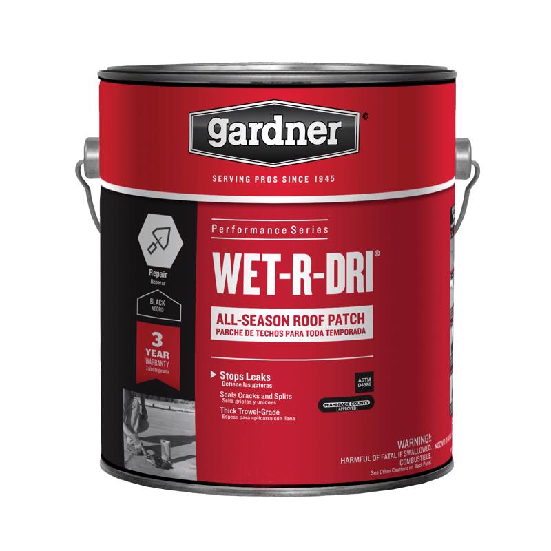 Red can of Gardner Wet-R-Dri all-season roof patch on a white background