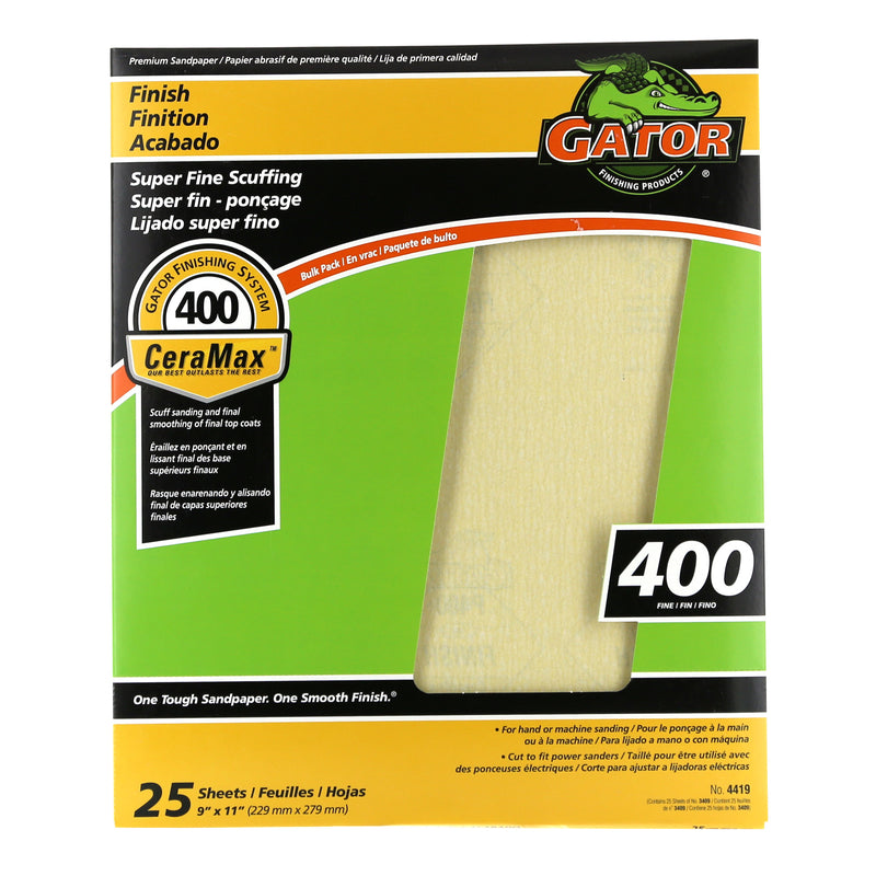Gator CeraMax 9 in x 11 in Sandpaper 25-Pack 400 Grit