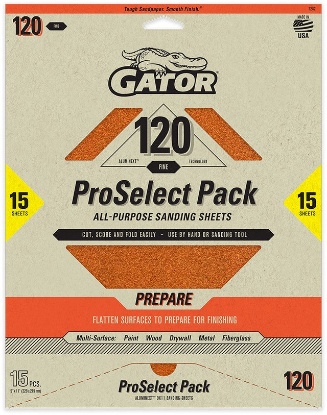 Gator ProSelect AlumiNext All-Purpose Sandpaper 15-Pack 120-Grit 7282