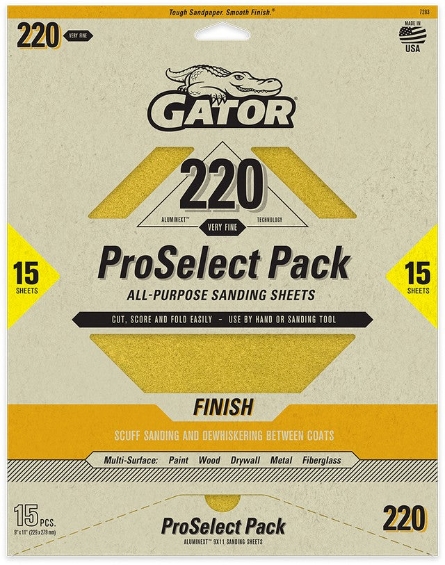 Gator ProSelect AlumiNext All-Purpose Sandpaper 15-Pack 220-Grit 7283