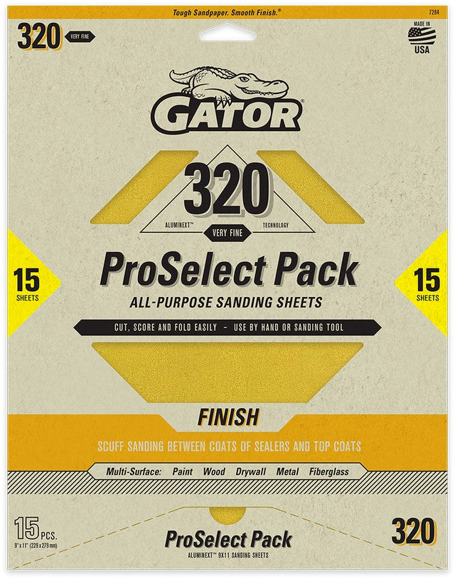 Gator ProSelect AlumiNext All-Purpose Sandpaper 15-Pack 320-Grit 7284