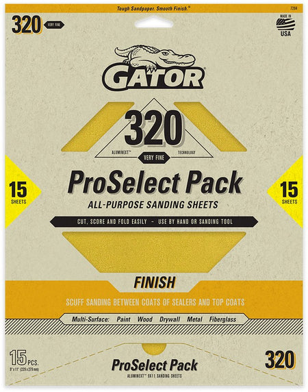 Gator ProSelect AlumiNext All-Purpose Sandpaper 15-Pack 320-Grit 7284