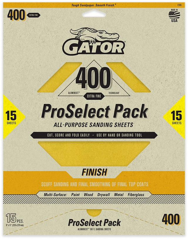 Gator ProSelect AlumiNext All-Purpose Sandpaper 15-Pack 400-Grit 7285