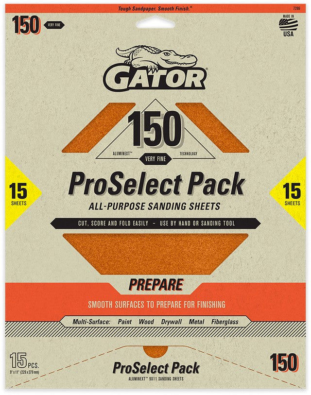 Gator ProSelect AlumiNext All-Purpose Sandpaper 15-Pack 150-Grit 7286