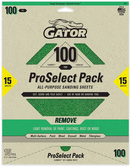 Gator ProSelect AlumiNext All-Purpose Sandpaper 15-Pack 100-Grit 7289