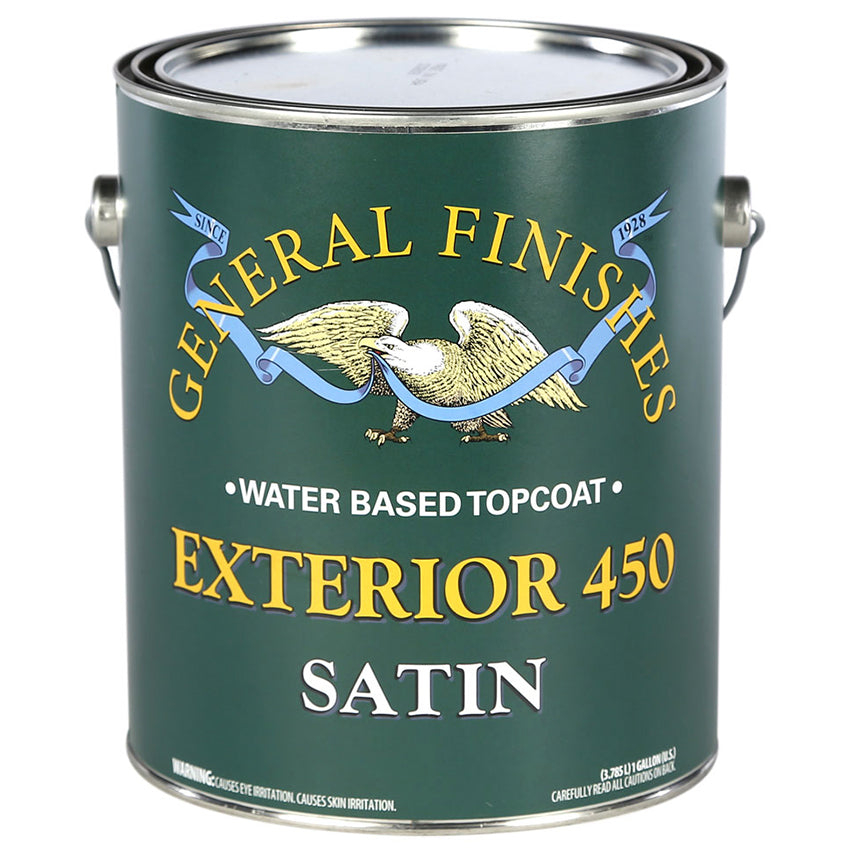 General Finishes Exterior 450 Gallons Satin finish can on a white background
