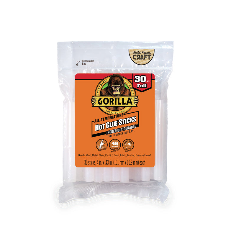 Gorilla All Temp Hot Glue Sticks 30-Pack 3033002