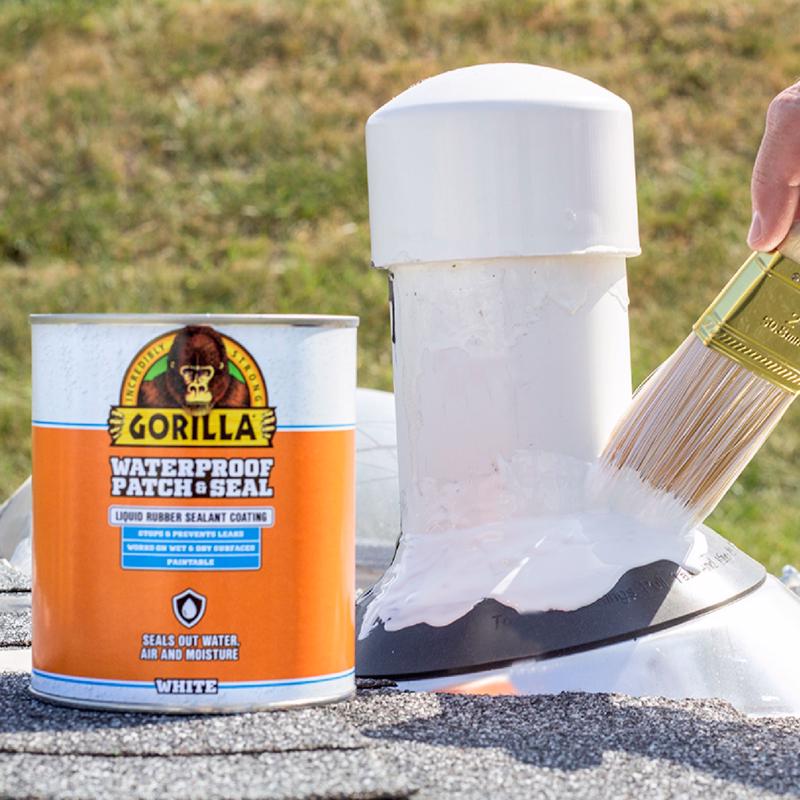 Image showing Gorilla Waterproof Patch & Seal being applied with a brush.