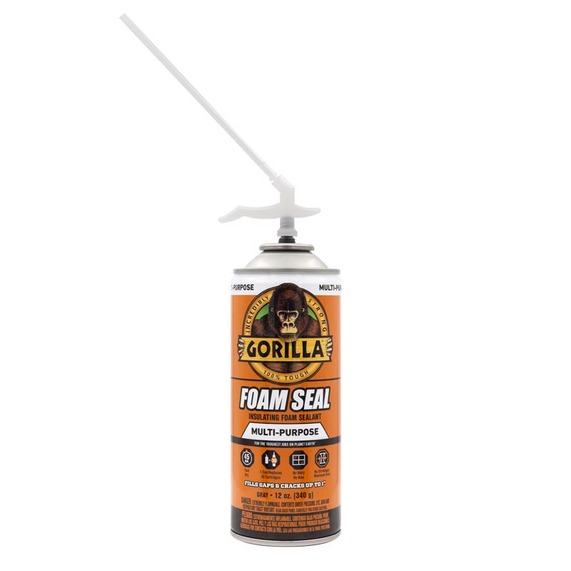Gorilla Glue Gray Foam Seal Multipurpose Insulating Sealant 112361 with straw attached
