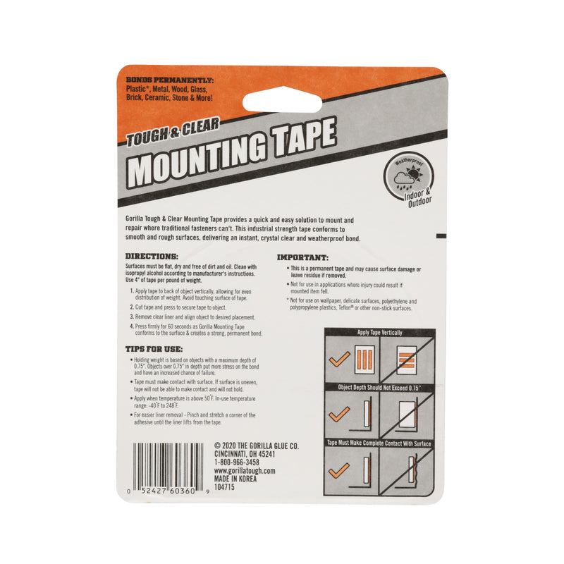 Gorilla Black Mounting Tape 6055002 back product label