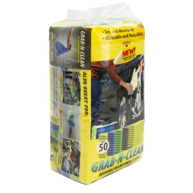 Product Image of the Grab-n-Clean Microfiber Cleaning Cloth 50-Pack 916000 Neatly Packaged