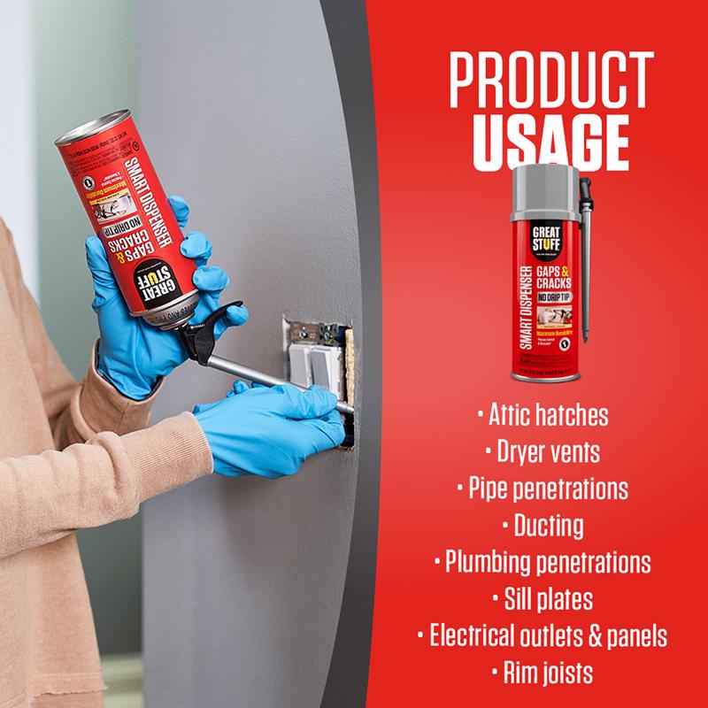 Great Stuff Smart Dispenser Ivory Polyurethane Insulating Foam Sealant Product Infographic