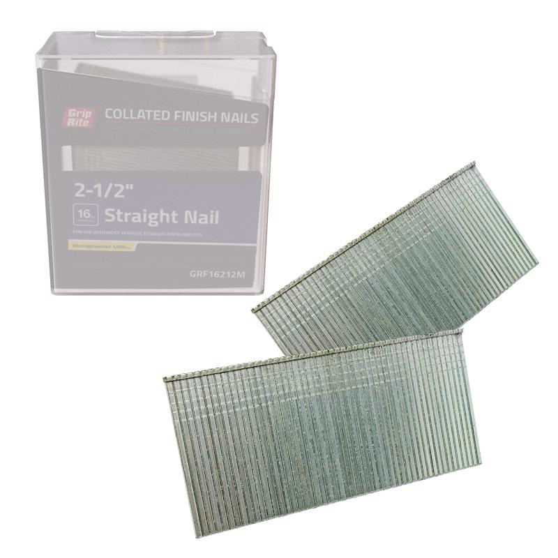 Grip-Rite Straight Strip Electro Galvanized Finish Nails 1000-Pack 2-1/2 inch