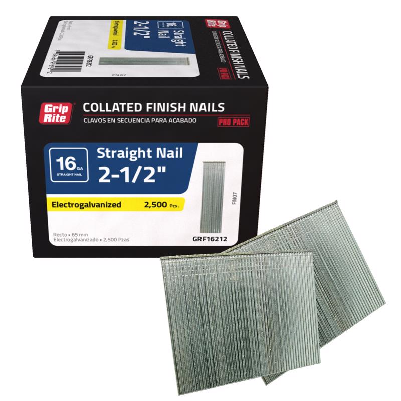 Grip-Rite Straight Strip Electro Galvanized Finish Nails 2500-Pack