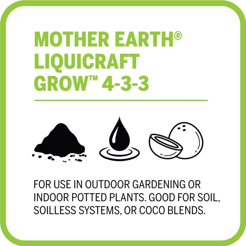 mother plant fertilizer Mother Earth LiquiCraft Grow 4-3-3 Hydroponic Plant Nutrients 1 qt