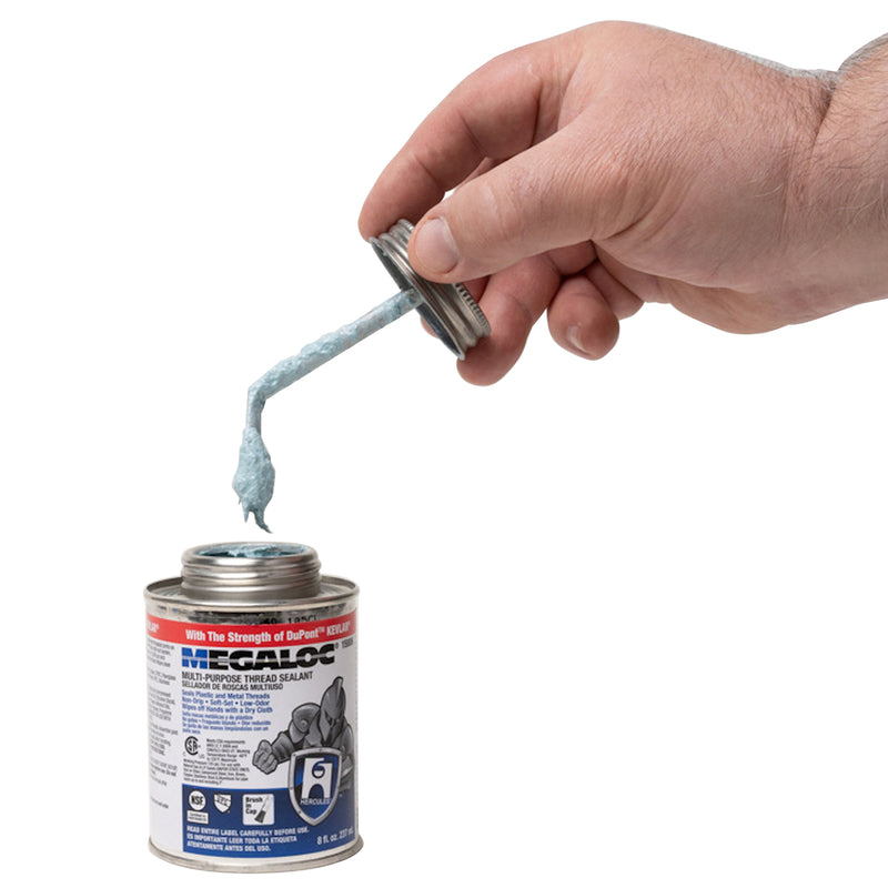 Hercules Megaloc Blue Thread Sealant shown on the brush.