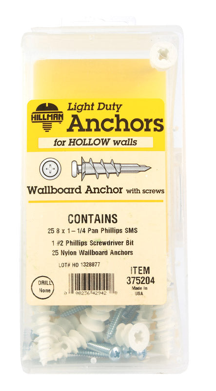 Hillman 375204 Nylon Pan Head Wallboard Anchor Kit