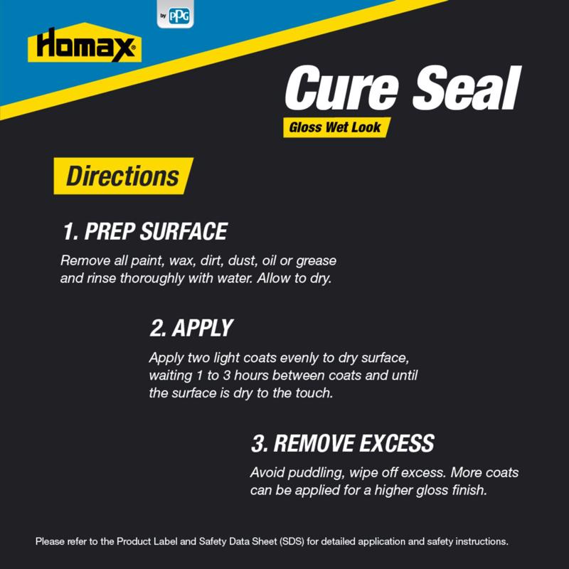 Homax 0613 Gloss Wet Look Cure Seal Clear Water-Based Sealer Directions