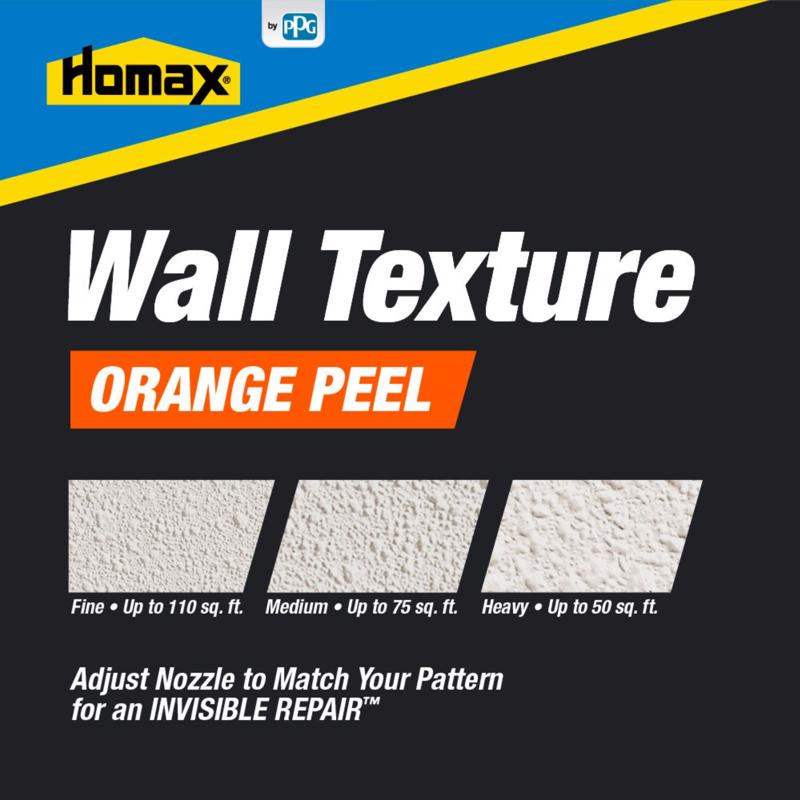 Homax Orange Peel & Splatter Spray Texture Oil-Based Thickness Infographic