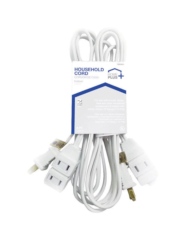 Home Plus Indoor 6 ft. L White Extension Cord 16/2 SPT-2 IN162PT206WHHP