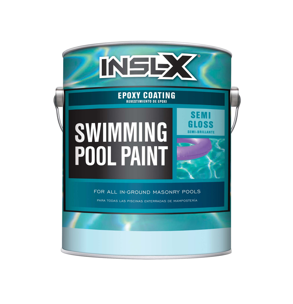 Insul-X epoxy swimming pool paint can on a white background