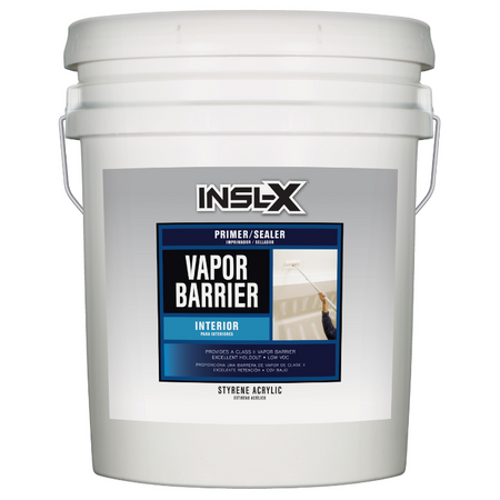 White bucket of INSL-X Vapor Barrier Primer/Sealer on a white background