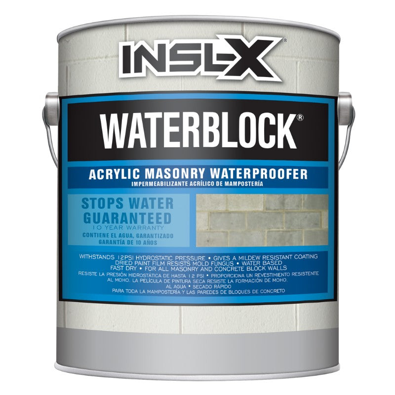 INSL-X Waterblock acrylic masonry waterproofer can on a white background