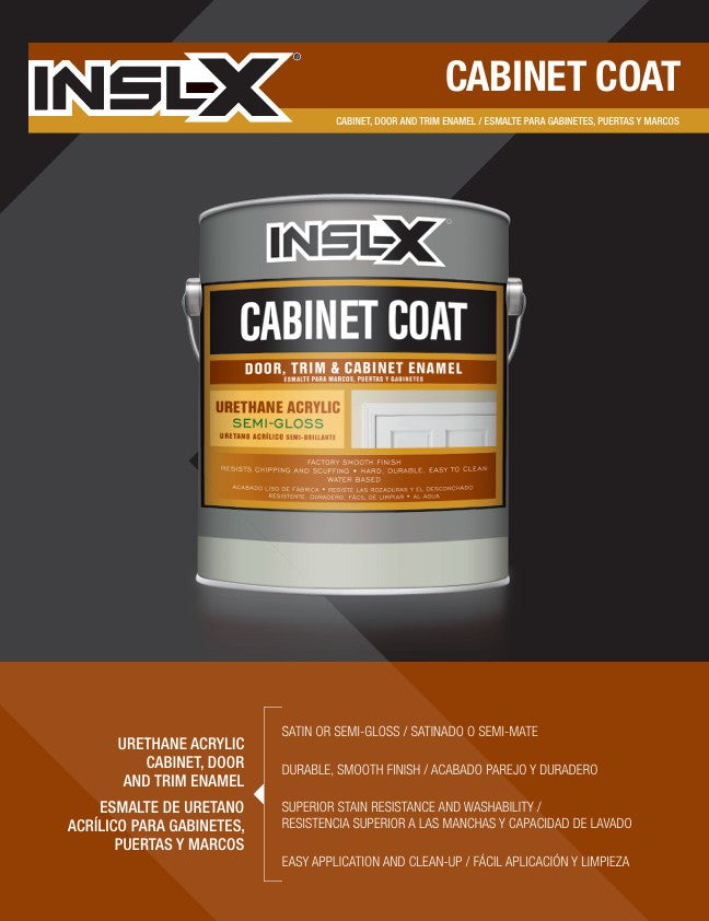 INSL-X Cabinet Coat paint can on a dark background