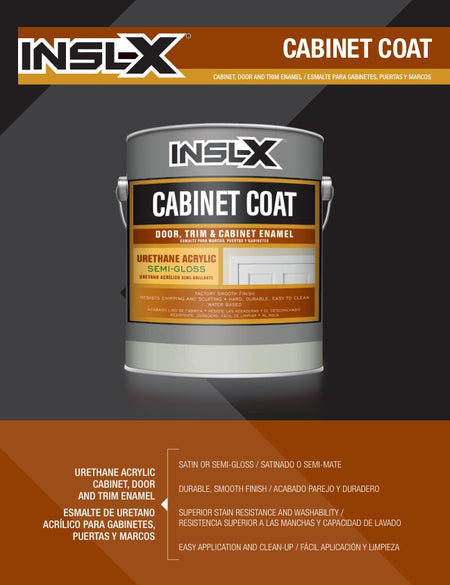 INSL-X Cabinet Coat paint can on a dark background