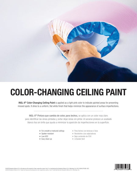 Insl-X Color-changing ceiling paint product features sheet.