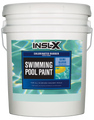 White bucket of INSL-X Chlorinated Rubber swimming pool paint with label on a white background