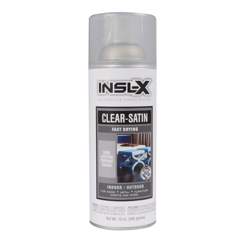 INSLX clear satin spray can on a white background