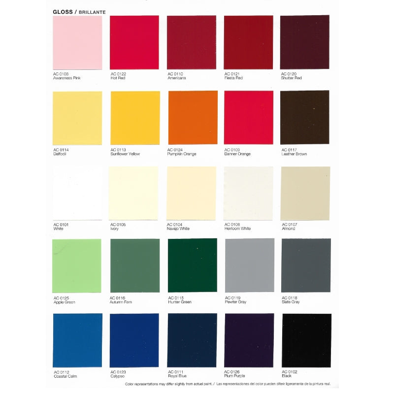 Color Chart for Insl-X Decorative Gloss Spray Paint