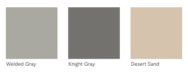 Insl-X GarageGuard color swatches labeled 'Welded Gray', 'Knight Gray', and 'Desert Sand'.