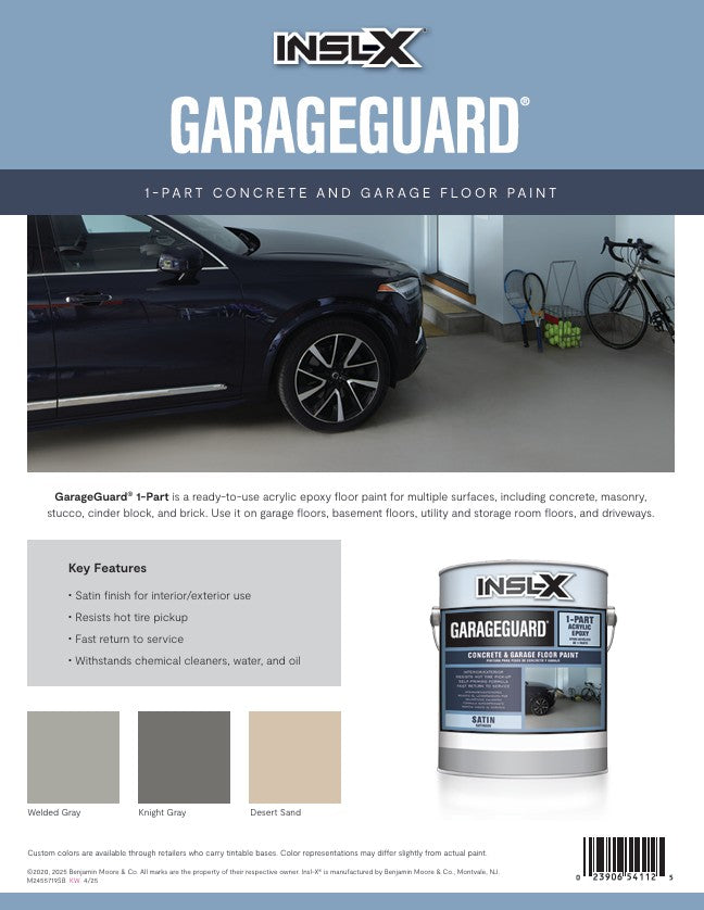 INSL-X GarageGuard concrete and garage floor paint product highlights