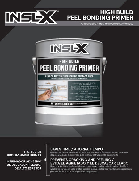 INSL-X High Build Peel Bonding Primer can with label on a dark background
