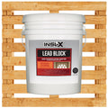White 5 gallon bucket of INSL-X Lead Block coating on a wooden pallet
