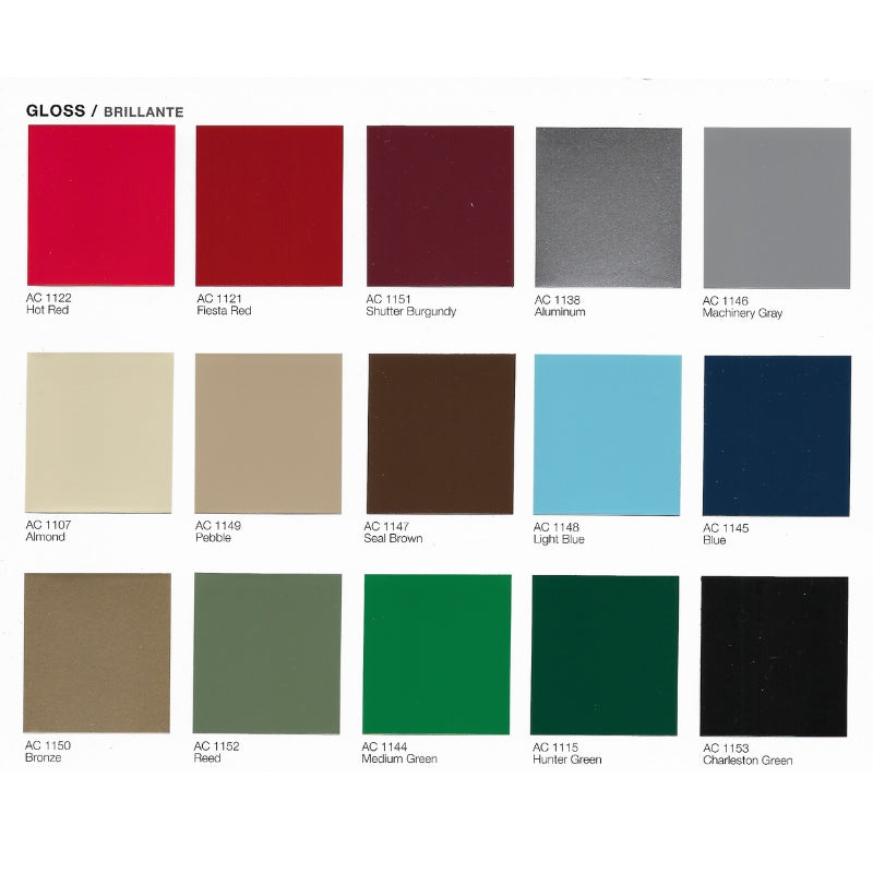 Insl-X Rust Preventative Gloss Spray Color swatch chart with various colors labeled on a white background